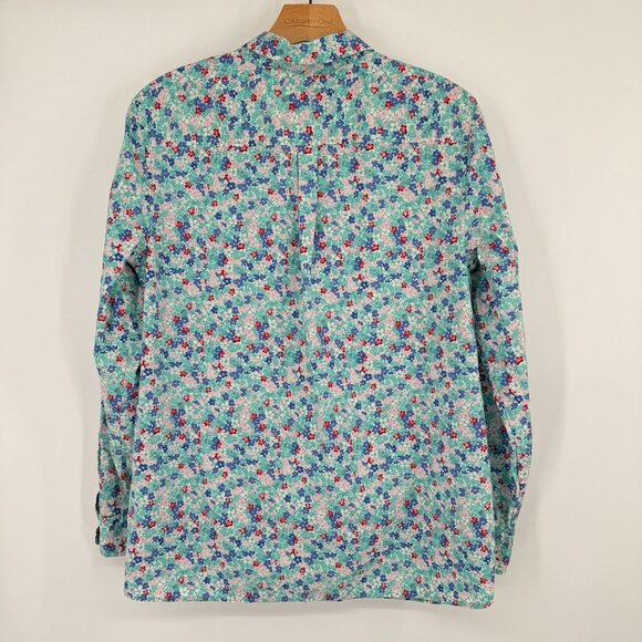 Talbots blouse Womens Button Down Floral Shirt size Large Cotton Long Sleeve - Picture 9 of 11